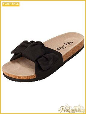 Womens Slide Sandals Bow Knot Slip On Cork Footbed Suede Insole Summer Casual
